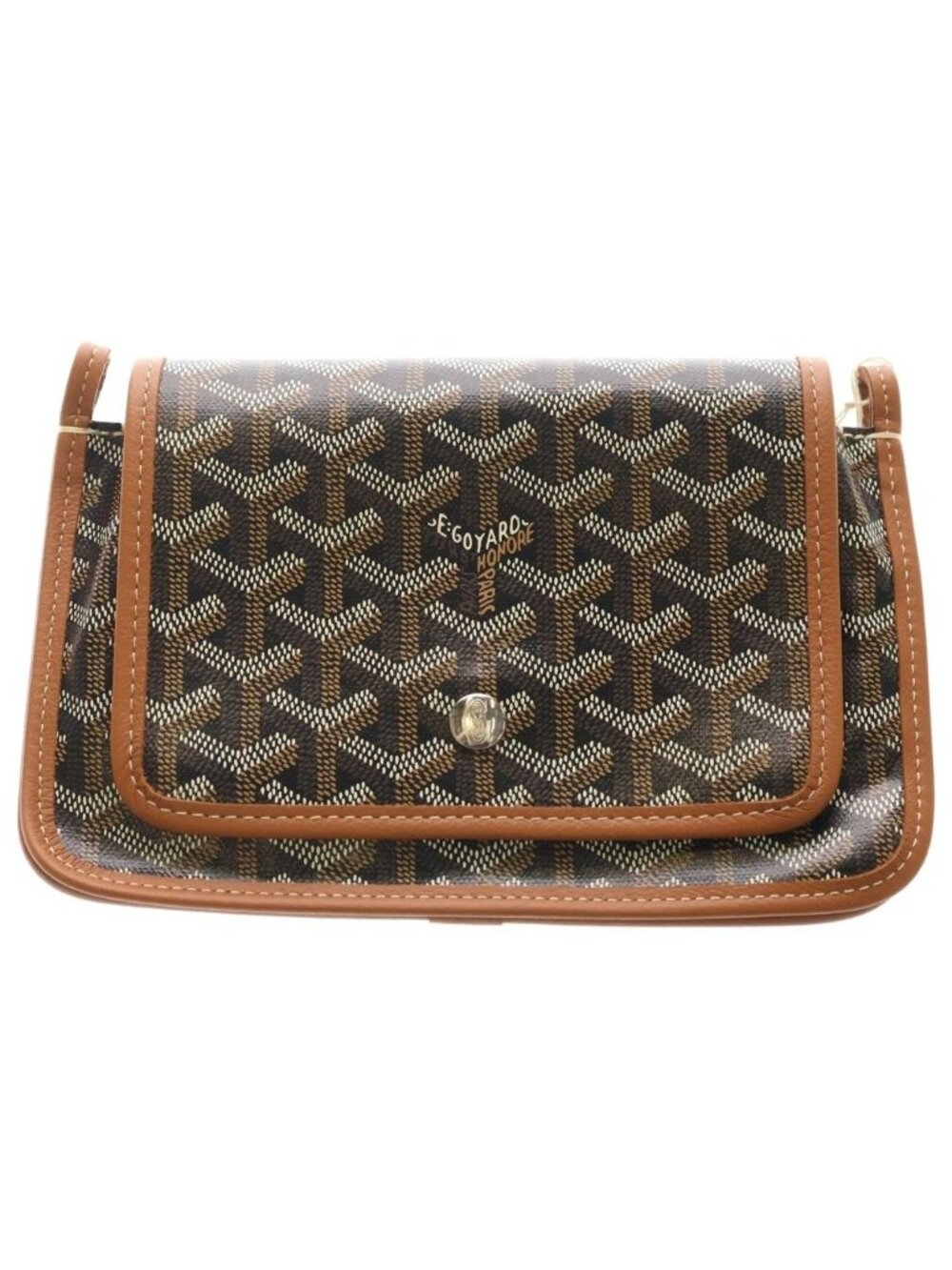 Goyard Pochette Plumet PM Leather Shoulder Bag Wallet Pouch Brown